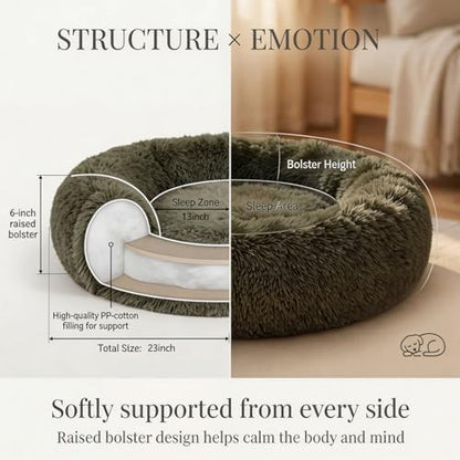 nononfish Soft Dog Bed for Small Dogs,Plush Round Calming Pet Bed