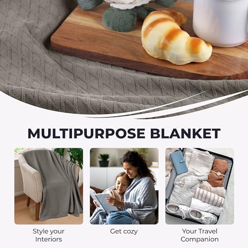Superior Cotton Blanket, Lightweight, Breathable Bedding, California King, Grey
