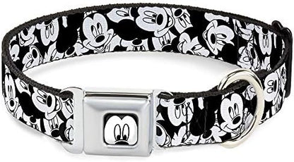 Buckle-Down Seatbelt Buckle Dog Collar - Olaf/Snowflakes Stitch Blues/White - 1" Wide - Fits 9-15" Neck - Small, DC-WDY162-WM