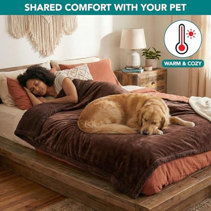 PetAmi Waterproof Dog Blanket for Large Dog Cat Pet, 60x80, Brown Sherpa