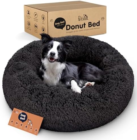 Calming Donut Dog Bed for Small Dogs, Round Dog Bed for Medium & Large Dogs
