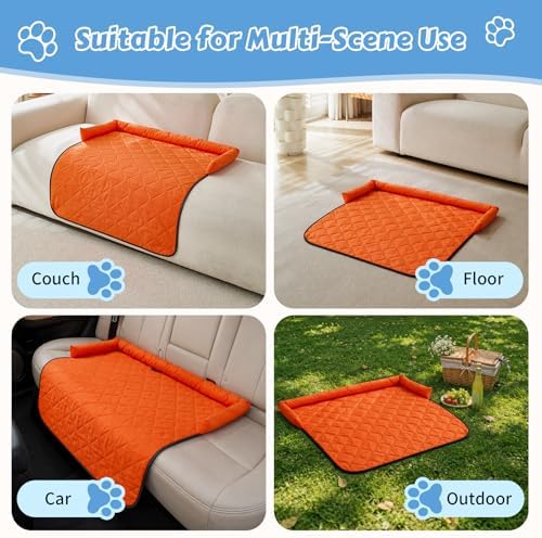Cooling Dog Bed Mats with Neck & Head Support, 35.43 x31.5 inch Orange