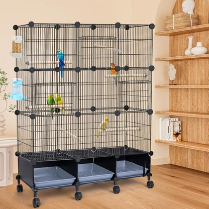 VISCOO Encrypted Metal Bird Cage (46" x 36" x 12") for Parrot Parakeets