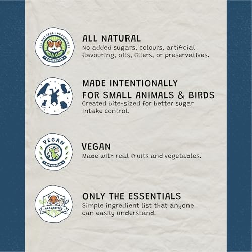 Treats, 100% All Natural Mini Bites for Rabbit Hamster Guinea Pig Chinchilla Pet Rat Mice Gerbil Bird Healthy Enrichment Bonding Rewarding (50g, Only Veggie Bites)