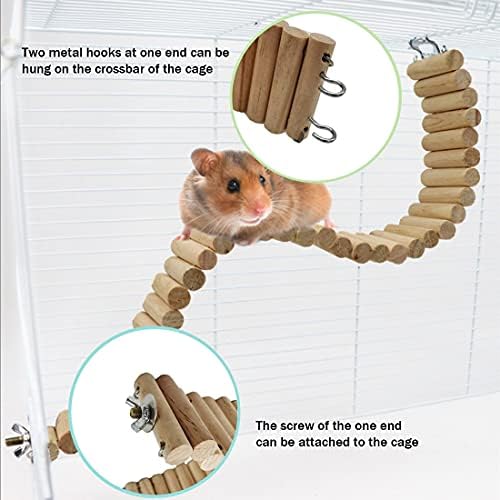 15.7x2.4In Wood Hamster Bridge Climb Toys for Rat Gerbil Sugar Glider Mice