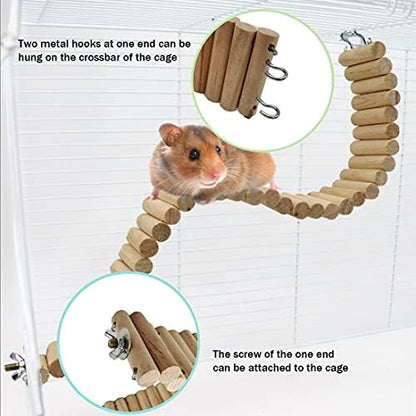 15.7x2.4In Wood Hamster Bridge Climb Toys for Rat Gerbil Sugar Glider Mice