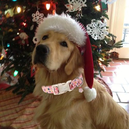 Christmas Dog Collar, Pink Christmas Tree for Dogs, Adjustable Pet Collar with Cute Xmas Tree Pendant, Festive Winter Dog Accessories for Small Medium Large Dogs XS