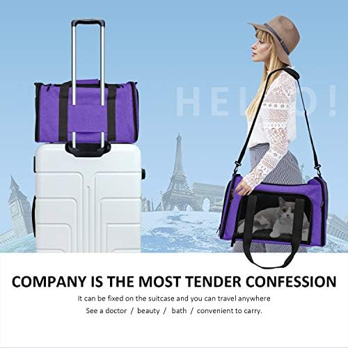 Henkelion Large Cat Carriers Dog Carrier Pet Carrier for Large Cats Dogs Puppies up to 25Lbs, Big Dog Carrier Soft Sided, Collapsible Travel Puppy Carrier - Large - Purple