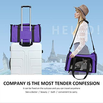 Henkelion Large Cat Carriers Dog Carrier Pet Carrier for Large Cats Dogs Puppies up to 25Lbs, Big Dog Carrier Soft Sided, Collapsible Travel Puppy Carrier - Large - Purple