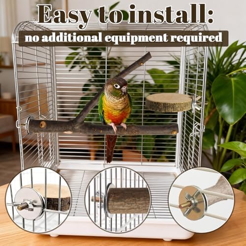 8 Pack 9 Inch Natural Wood Bird Perches for Cage, Wood Parrot Perch