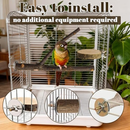 8 Pack 9 Inch Natural Wood Bird Perches for Cage, Wood Parrot Perch