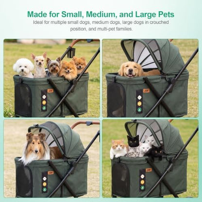 JWX Pet Stroller for Medium and Large Dogs, 77 lb Capacity, Foldable