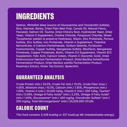 Wellness Complete Health Sensitive Skin and Stomach Dry Dog Food, Wholesome Grain Kibble, Natural, Chicken Free, Salmon and Rice Recipe, 5 lb Bag