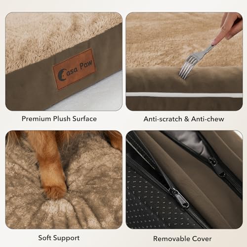 Orthopedic Washable Dog Bed for Medium Dogs, 35x22in, Brown