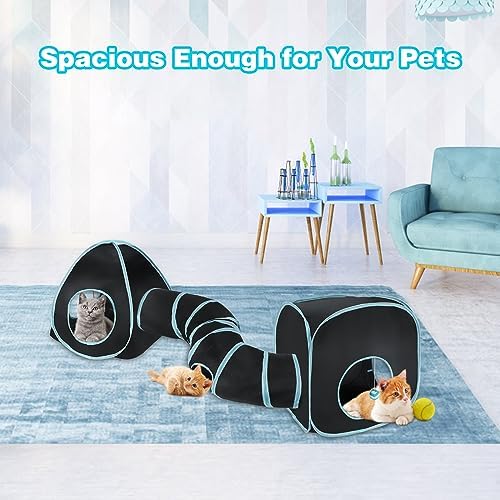 BWOGUE Bunny Tunnels & Tubes, 3-in-1 Collapsible Rabbit Hideout Toy Set