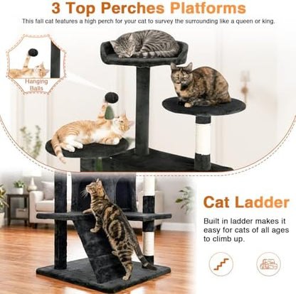 FDW | 54" Cat Tree Tower | Dark Gray | Multi-Level Indoor Activity Center