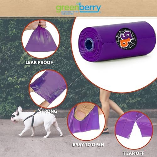 Biobase Pet Products Leak Proof Dog Poop Bag Rolls, Odor Blocking Orange Halloween Theme 10 Rolls 120 Refill Bulk Pack