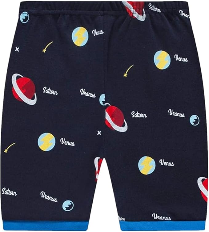 Popshion Boys Pajamas 100% Cotton Toddler Clothes Summer Pjs for Boy Planet Dinosaur Sleepwear Kids Short Sets 2-10 Years