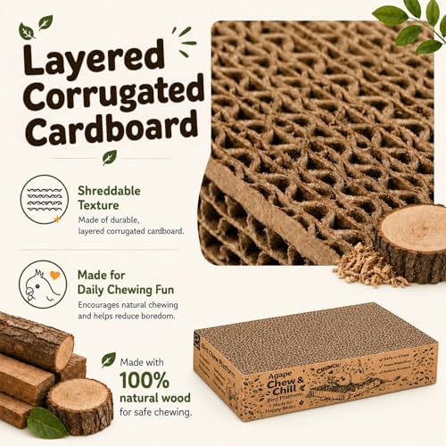 Agape Shreddable Bird Cardboard Platform, Natural Parrot Chew Toy and Perch