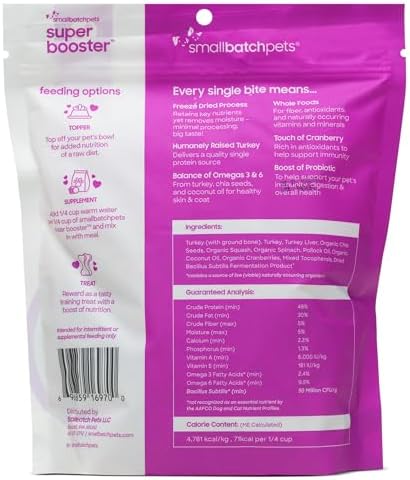 smallbatch Freeze Dried Dog Treat or Topper with Probiotics, Turkey 7oz