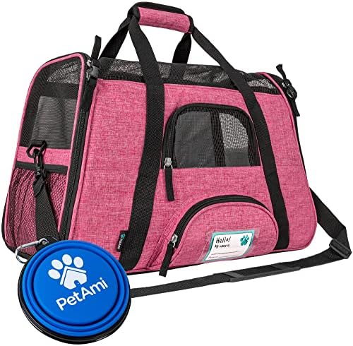 PetAmi Airline Approved Pet Carrier for Cats Small Dogs, Small Heather Pink