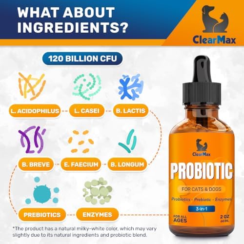 Liquid Probiotics for Dogs & Cats, 6 Billion CFU, Digestive Support, 2 Oz