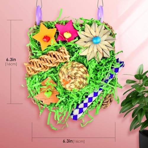 Bird Toys, Parakeet Grass Mat Foraging Shredding Toys for Conure Lovebird