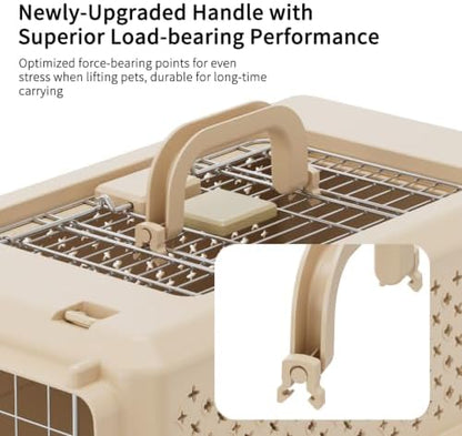 RIZZARI Beige Dog Carrier: Portable Pet Crate for Travel & Home Use
