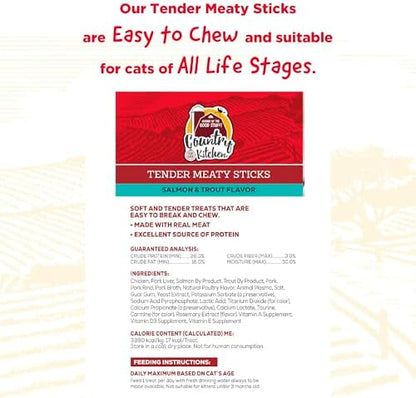 Country Kitchen, Salmon & Trout Tender Cat Meaty Sticks, 0.88 oz, 5 Ct