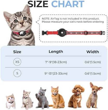 Breakaway AirTag Cat Collar, Reflective Cat Tracker Collar with Bell