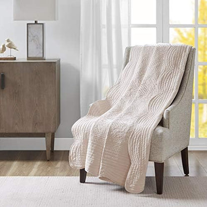 Madison Park Luxe Damask Stitching Throw Blanket, 60"x72"