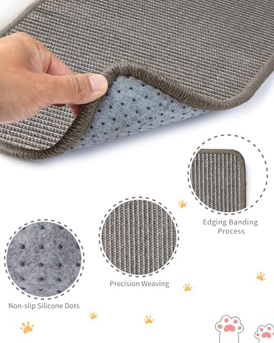 JanYoo 2pcs Bunny Scratch Pads Natural Sisal Rabbit Scratching Pad Bunny Scratcher Mat Resting Mats for Cages, Small Animal Claws and Teeth Care Bedding Accessories for Guinea Pig (15.7x11.8in, Grey)
