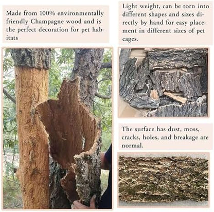 Hamiledyi 2PCS Cork Terrarium Background 15.7 x 11.8in Natural Cork Large Bark Backdrop Reptile Climbing Mat Habitat Decor Accessories for Beared Dragon Lizard Gecko Spider Chameleon Tortoise