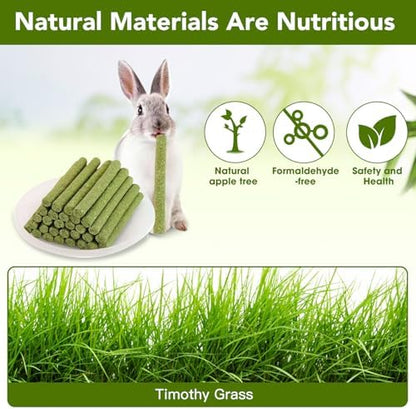 WDEFUN 45 PCS Timothy Hay Sticks for Rabbits Natural Molar Teeth Stick Chew Toys for Bunnies Chinchillas Guinea Pigs Hamsters and Other Small Animals Treats