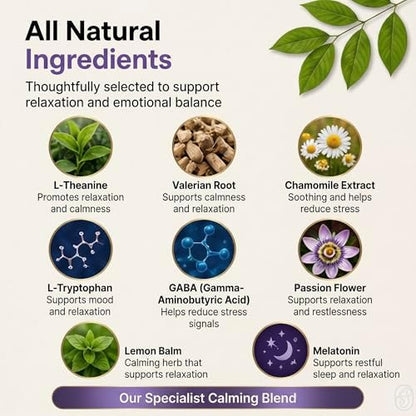 Calming Chews for Dogs – Natural Support for Dog Anxiety, Stress & Relaxation with L-Theanine, Chamomile & Melatonin – Chicken Flavor – 120 Soft Chews