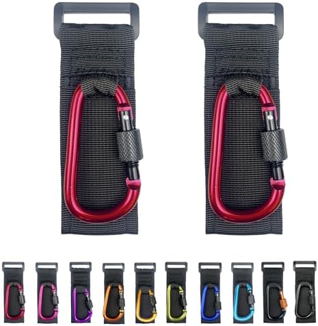 [Upgrade]Baby Stroller Hook with Locking, Carry 30 lbs per Stroller Clip, Baby Stroller Accessories & Car Seat Hook for Hanging Diaper Bag, Golf, Shopping and Pet Cart (2 Pcs + Nylon + Red)
