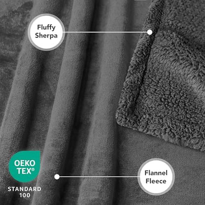 PetAmi Waterproof Dog Blanket for Large Dog Cat Pet, 60x80, Grey Sherpa