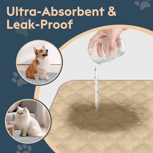 FunFurry Washable Guinea Pig Cage Liner - 4 Pack Reusable Washable Pee Pads，Waterproof Guinea Pig Bedding for Small Animal - Rabbit Bunny Hamster Puppy (Cream, 12" X 12" - 4 Pack)