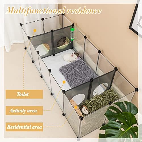 DINMO 18 Panels Bunny Playpen, Game Holes Design, 61.4 x 25.4 x 16.4 inches