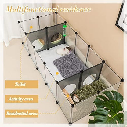 DINMO 18 Panels Bunny Playpen, Game Holes Design, 61.4 x 25.4 x 16.4 inches