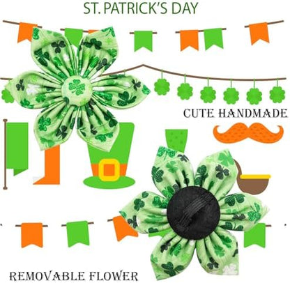 Dog Collar - St. Patrick's Day Dog Collars with Flower for Dogs Flowers Adjustable Pet Collar Girl Pet Gift for Medium Small Large Dogs