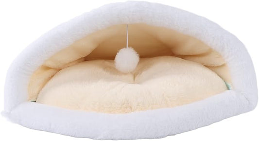 Cat Sleeping Bag Plush Pet Bed 40x52cm Mint Green - Soft Warm Semi - Closed Design, Washable Cozy Nest for Indoor Cats Puppies Kittens (Cat Litter-Mint Green)