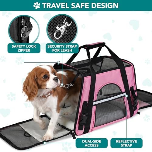 PetAmi Airline Approved Pet Carrier for Cats & Small Dogs, Small, Pink