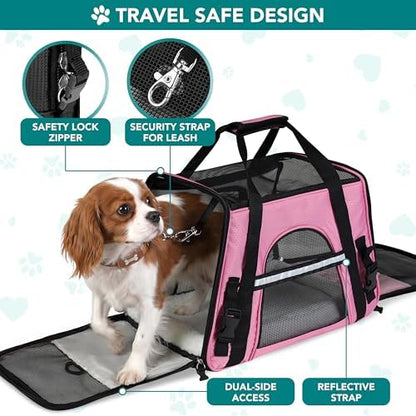 PetAmi Airline Approved Pet Carrier for Cats & Small Dogs, Small, Pink