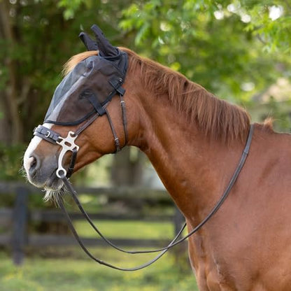 Horze Easy-Attach Bridle Insect and Fly Mask with Ear and Eye Protection - Black - XL
