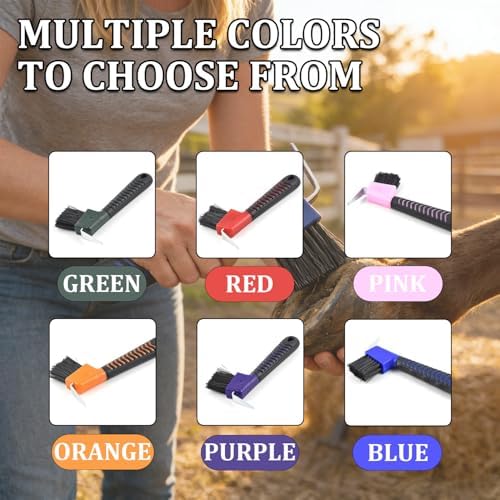 2-in-1 Hoof Pick for Horses with Soft Grip Rubber Handle(Blue)
