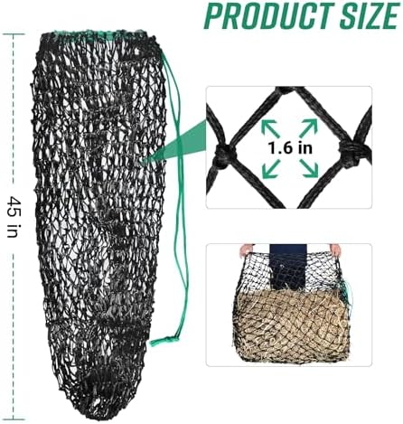 Slow Feed Hay Net, Square Bale PE Horse Hay Net with Drawstring