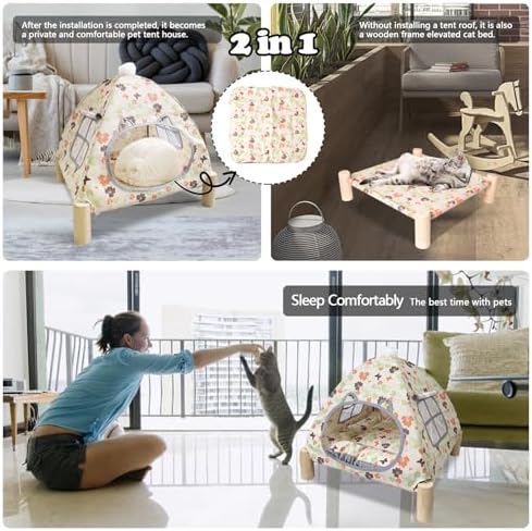 Elevated Pet Hammock Bed Tent House - Indoor/Outdoor, Quick Setup