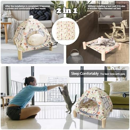 Elevated Pet Hammock Bed Tent House - Indoor/Outdoor, Quick Setup