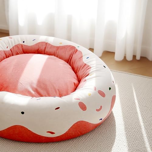Cute Cat Beds for Indoor Cats, Small Dog Beds, Soft Washable Pet Beds for Kitten and Puppy, Funny Dount Cat Cave, 17 Inches